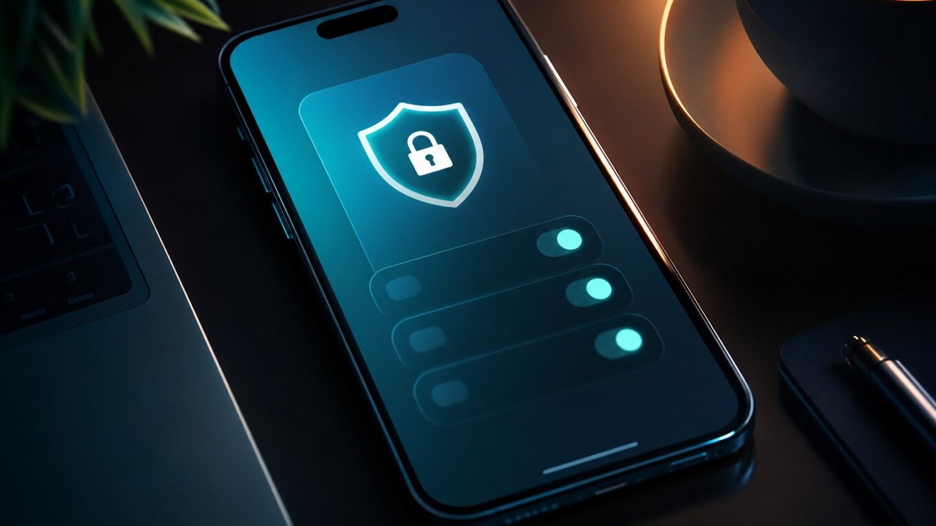 Sideload Android: celular cinematográfico com ícone de cadeado na tela