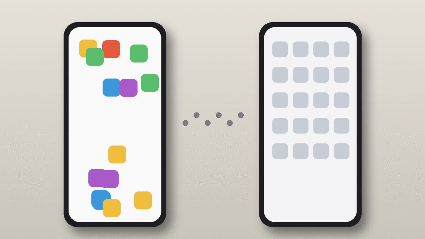 Android vs iOS no Brasil: dois celulares genéricos lado a lado, um com ícones coloridos espalhados e outro com grade organizada, fundo claro