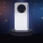 Oppo Find X10: celular genérico com módulo de câmera tripla sobre pedestal iluminado em palco de lançamento com luzes desfocadas, sem logo